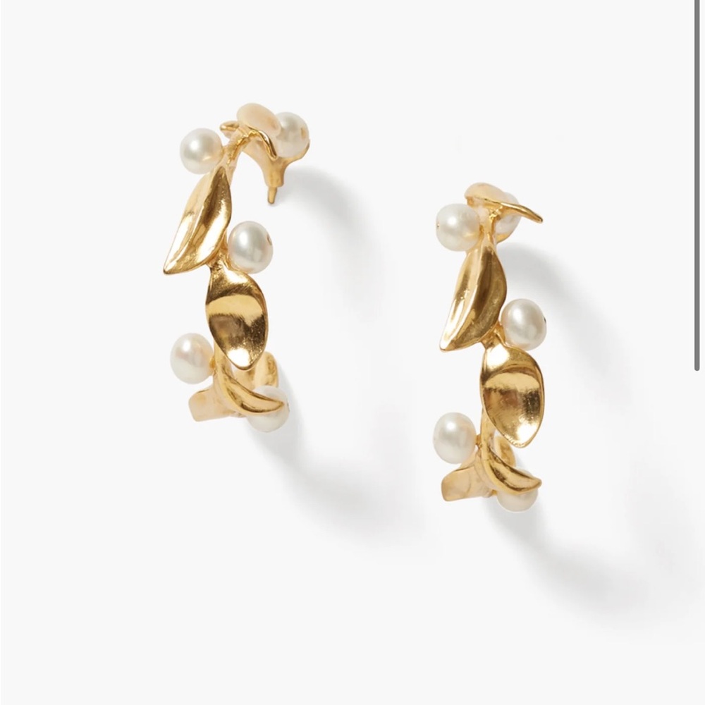 CHAN LUU Olive Branch Hoop Earrings Maxi Gold